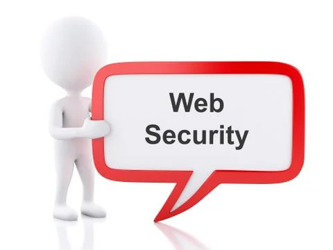 3d White people with speech bubble Web Security Stockillustratie