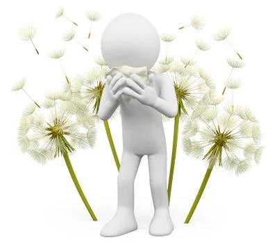 3d white people. spring allergies Stock Illustration