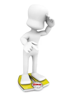 3d white people standing on the scale Stock Illustration