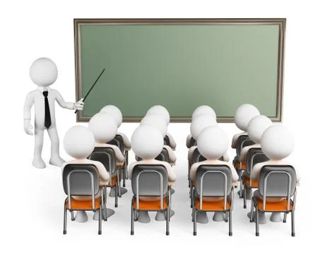 3d white people. students in class Stock Illustration
