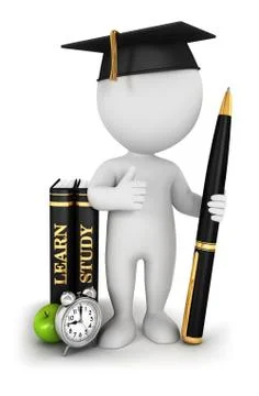 3d white people studious student Stock Illustration