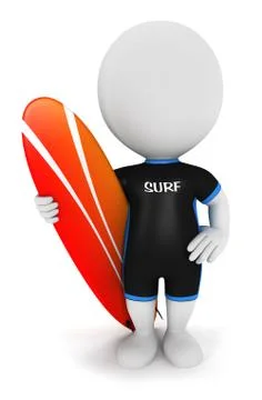 3d white people surfer Stock Illustration