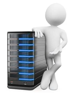 3d white people. system administrator with a server Stock Illustration
