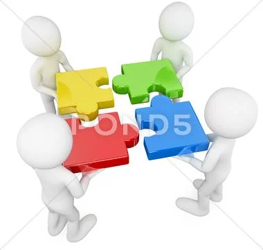 3d white people. team with puzzle Stock Illustration