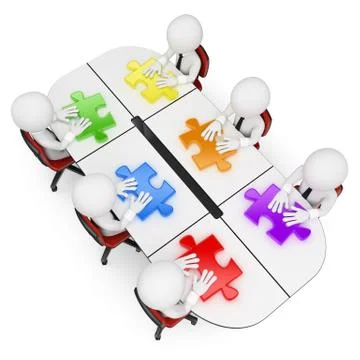 3d white people. teamwork looking for the best solution Stock Illustration