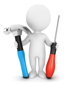 3d white people with tools Illustrazione stock