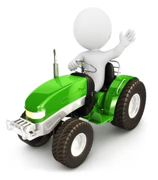 3d white people tractor Stock Illustration