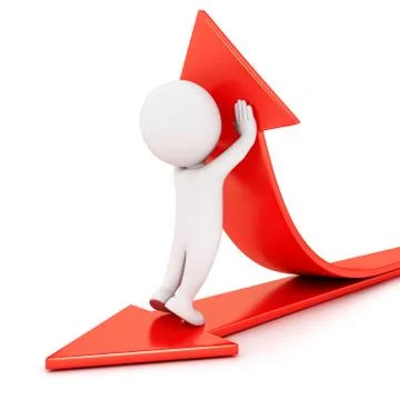 3d white people two arrows Stock Illustration
