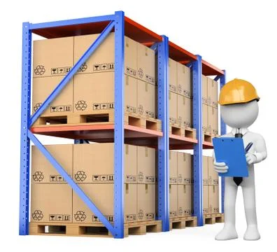 3d white people. warehouse manager Stock Illustration