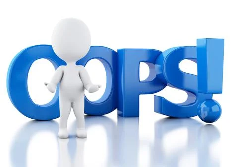 3d white people with the word oops Stock Illustration