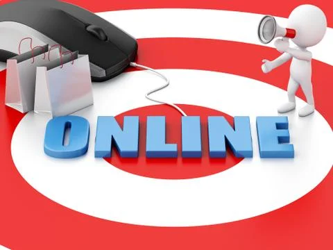 3d white person and computer mouse on target. イラスト素材
