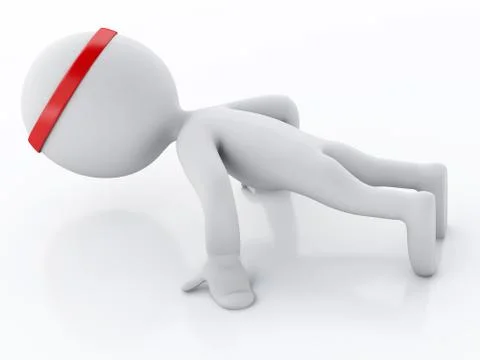 3d white person doing exercise at the gym. Stock Illustration