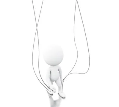 3d White person manipulated by strings Stock Illustration