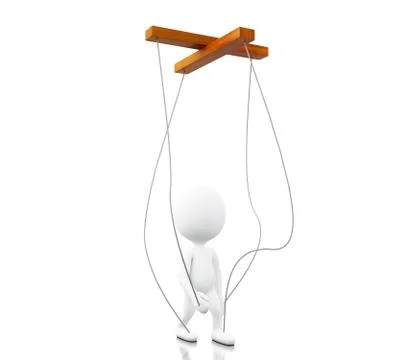 3d White person manipulated by strings Stock Illustration