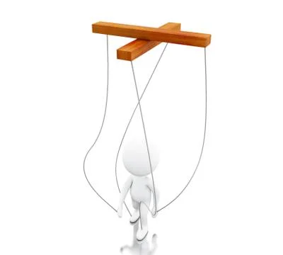 3d White person manipulated by strings Stock Illustration