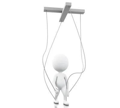 3d White person manipulated by strings Stock Illustration