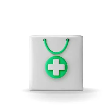 3D white pharmacy bag Stock Illustration