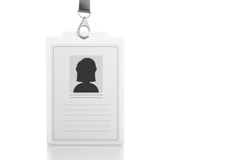 3d White plastic ID badge with lanyard Stock Illustration