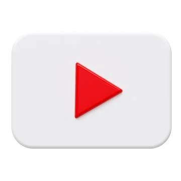 3D White Play Button Icon. Isolated on white background. 3d rendering. Stock Illustration