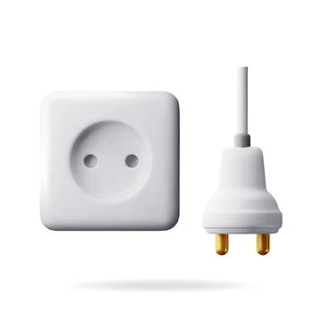 3d white plug and socket isolated イラスト素材
