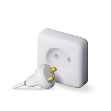 3d white plug and socket isolated イラスト素材