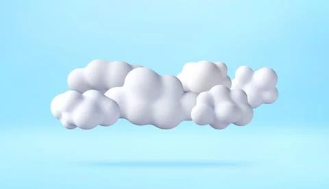 3D White puffy cloud icon Illustration