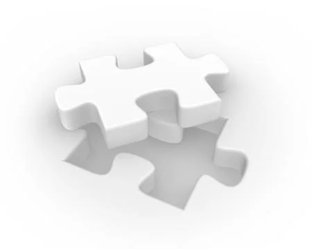3d white puzzle, isolated background Stock Illustration