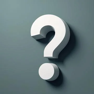3D White Question Mark Icon on Muted Blue-Green Background Ilustração Stock