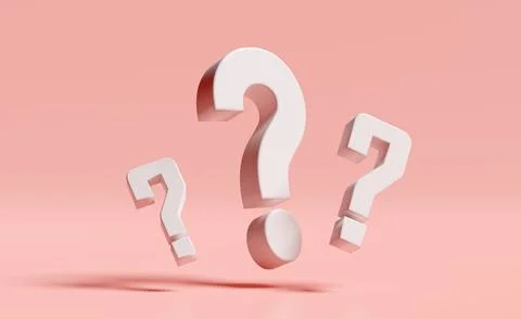 3d white question mark symbol icon isolated on pink background. FAQ or freq.. 스톡 일러스트