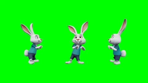 3D white rabbit character silly dancing ... | Stock Video | Pond5
