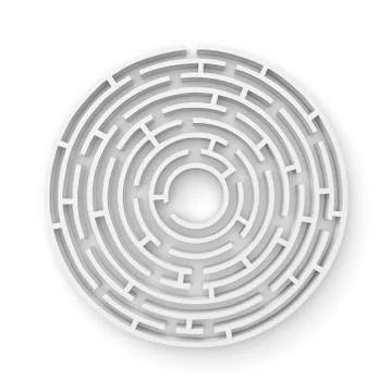3D white round maze consruction isolated on white background Stock Illustration