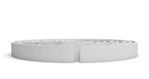 3D white round maze consruction isolated on white background Stock Illustration