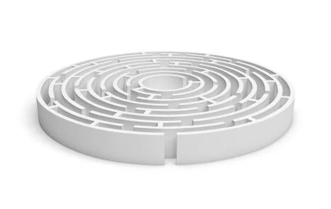 3D white round maze consruction isolated on white background Illustration