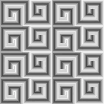 3d white seamless pattern. Vector textured greek background. Surface repeat s Stock Illustration