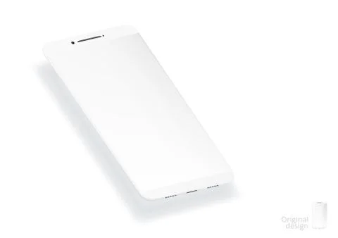 3D White Simple Smartphone With Empty Screen Illustrazione stock