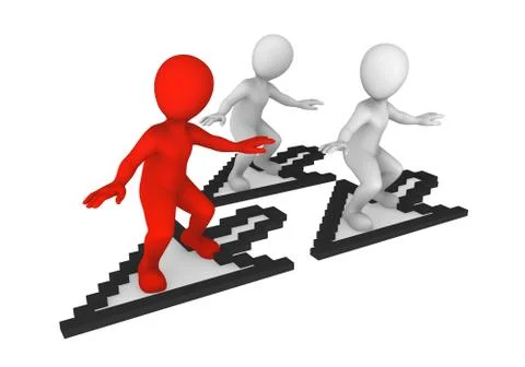 3d white small people with mouse cursor isolated on white background Stock Illustration