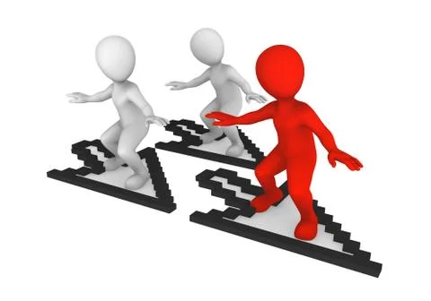 3d white small people with mouse cursor Stock Illustration