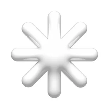 3D white snowflake icon. 3d snow weather element isolated on white background Stock Illustration