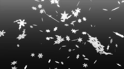 3d white snowflakes moving on a black background loop Stock Footage 99845082