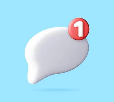 3D white speech bubble with red notification badge Stock Illustration