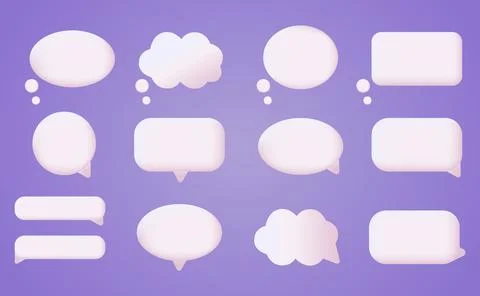 3d white speech bubble, social media chat message icon. Empty text bubbles in Illustrazione stock