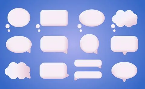 3d white speech bubble, social media chat message icon. Empty text bubbles in Stock Illustration