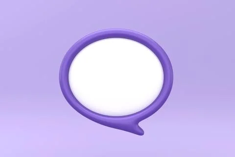 3D white speech with purple frame, bubble, inflatable and balloon text. Stock Illustration