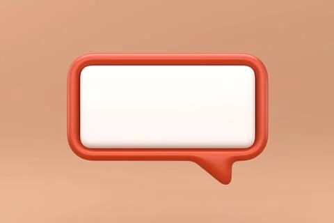 3D white speech with red square frame, bubble, inflatable and balloon text. Stock-Illustration