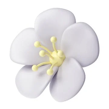 3d White spring cherry blossom flower on background. Including petals, and bud 库存插图
