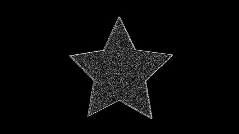 3D white star on black background. Object consisting of flickering particle.. Illustrazione stock