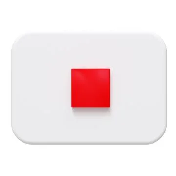 3D White Stop Button Icon. Isolated on white background. 3d rendering. Stock Illustration