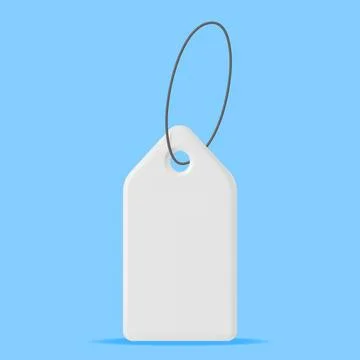 3D White Tag with String Isolated Stock Illustration