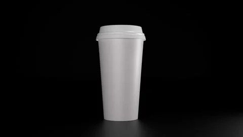 3D White takeaway blank coffee cup beverage drink mockup  dark black background 動画素材 317330596