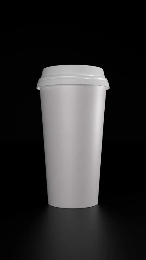 3D White takeaway blank coffee cup beverage drink mockup dark black background 動画素材 317330598